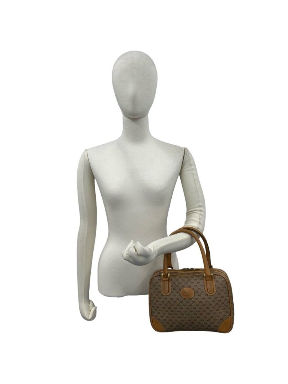 Gucci Vintage Micro GG Leather Mini Boston Bag Brown Camel - Picture 2 of 10